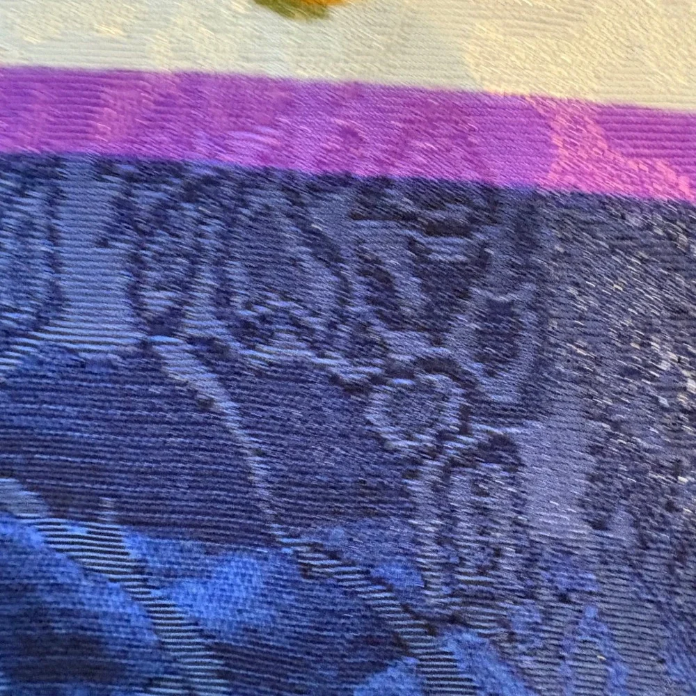 Vintage Baroque Gold Scroll Floral Silk Feel Square Scarf Navy